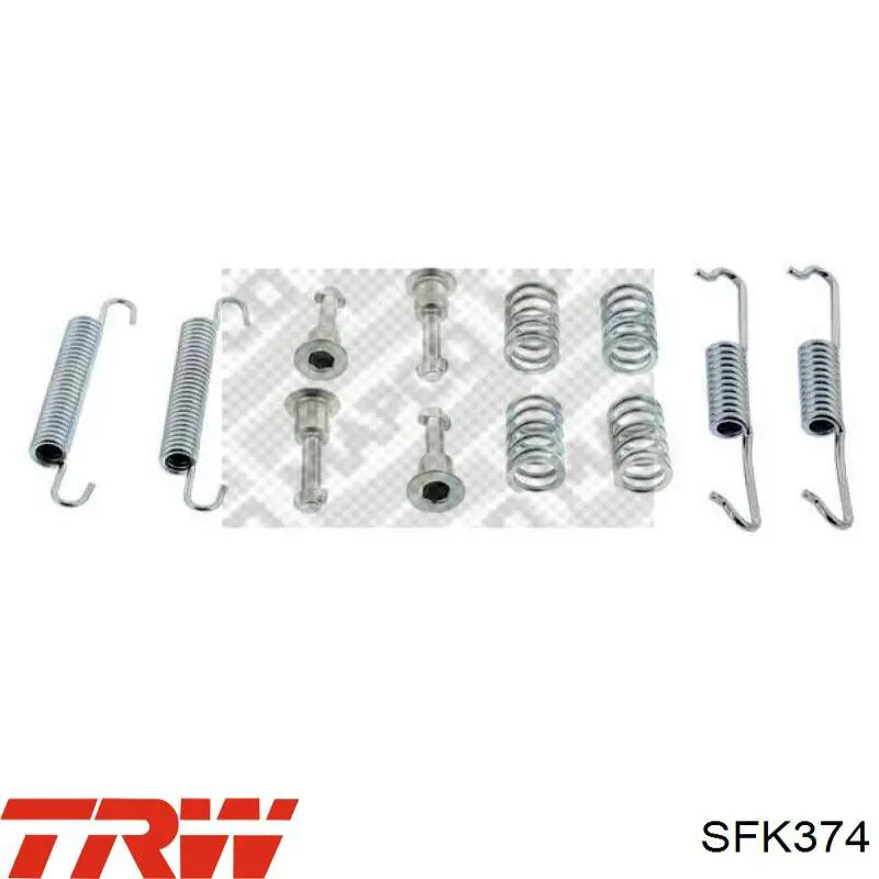 SFK374 TRW Комплект монтажный задних барабанных колодок