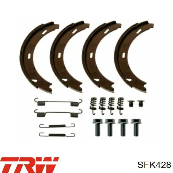 Установочный комплект задних барабанных колодок TRW SFK428 цена, от 7.38 USD