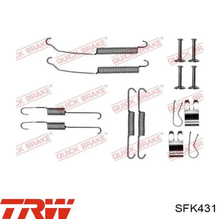 Kit de montaje, zapatas de freno traseras SFK431 TRW