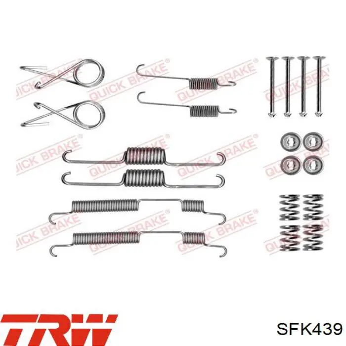 Монтажный комплект задних барабанных колодок SFK439 TRW