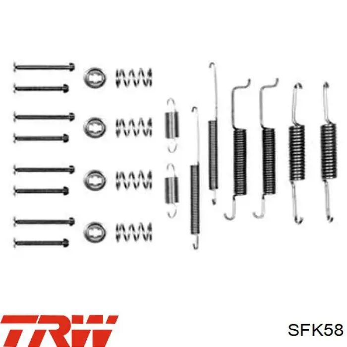 Kit de montaje, zapatas de freno traseras SFK58 TRW