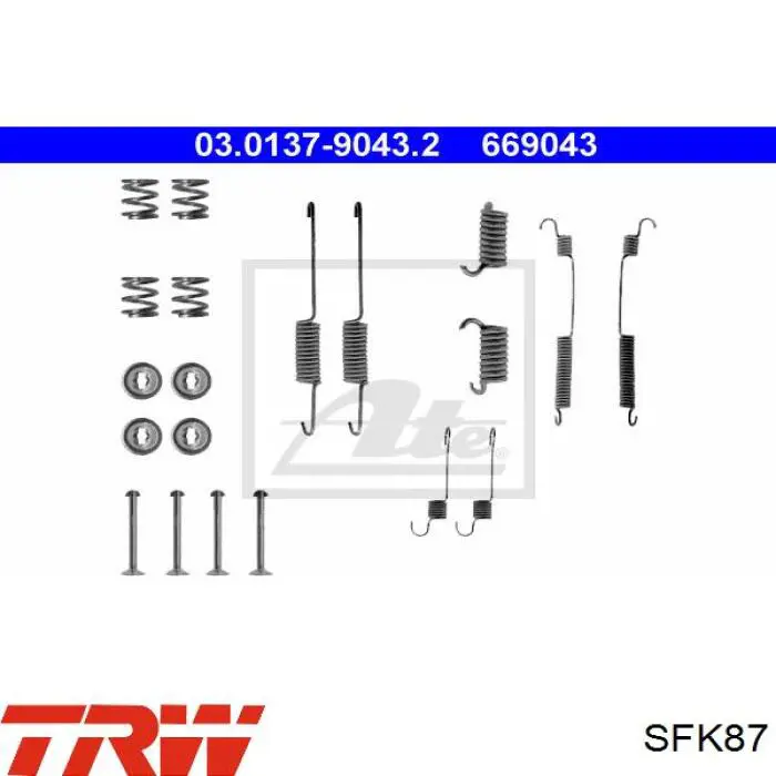 Установочный комплект задних барабанных колодок TRW SFK87 цена, от 8.54 USD