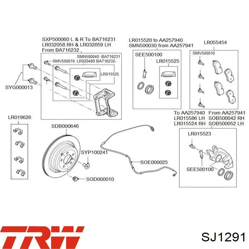 Ремкомплект суппортов TRW SJ1291 цена, от 3.52 USD