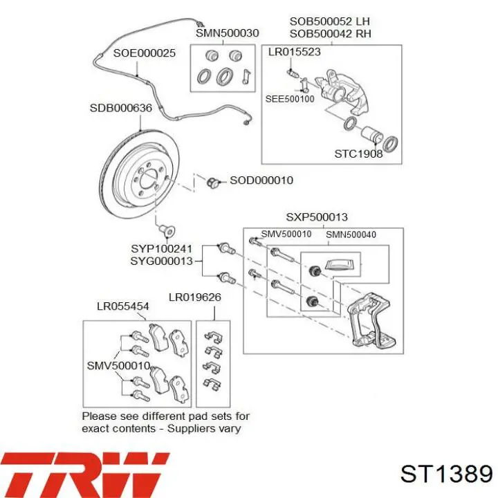 Ремкомплект суппортов TRW ST1389 цена, от 8.46 USD