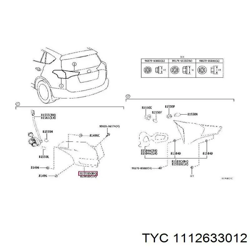 Фонарь задний правый внешний 11C633012B TYC