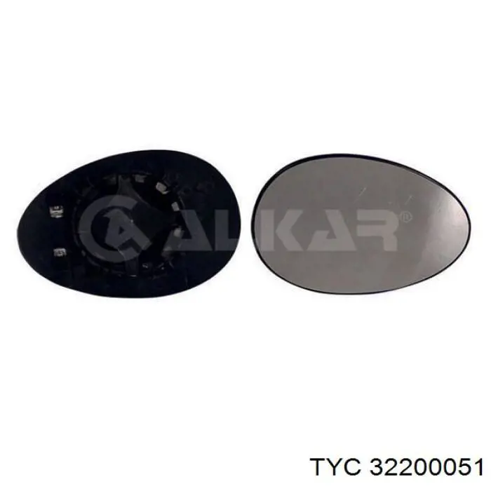 Стекло зеркала заднего вида, правого TYC 32200051 цена, от 11.85 USD
