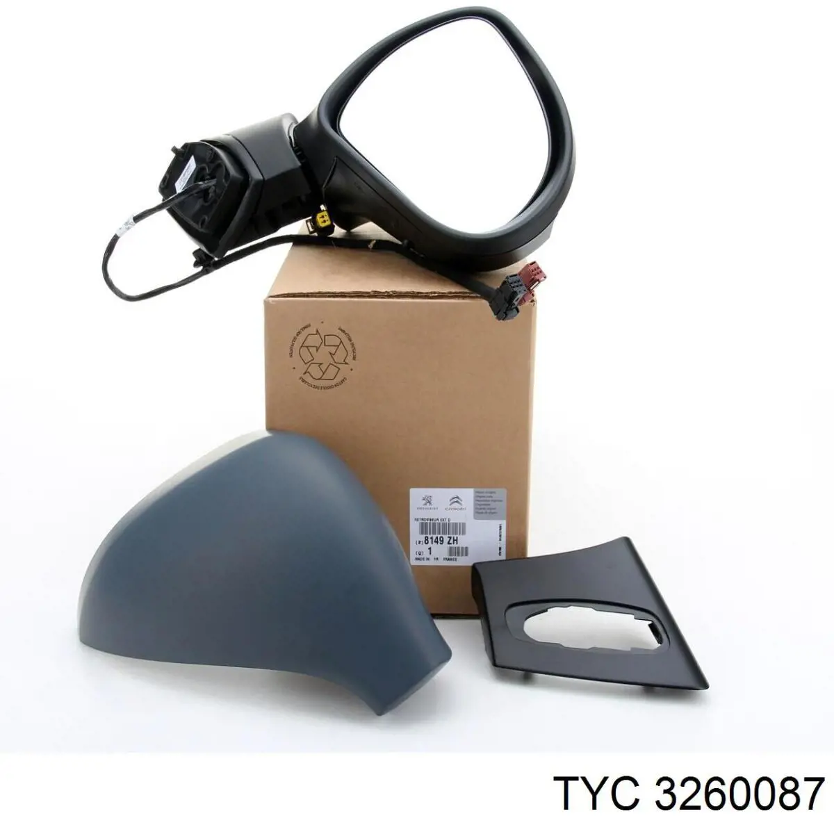 Правое зеркало 00008149ZH Peugeot/Citroen