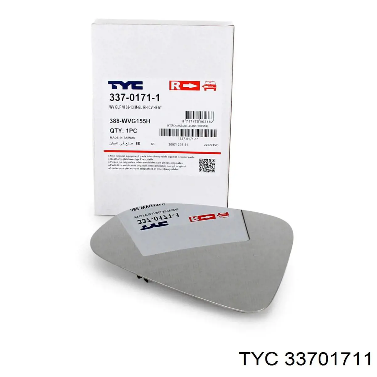 Стекло зеркала заднего вида, правого TYC 33701711 цена, от 8.52 USD