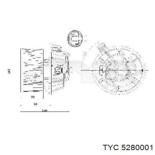 Вентилятор печки 5280001 TYC