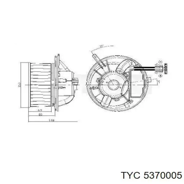 Мотор вентилятора печки (отопителя салона) TYC 5370005