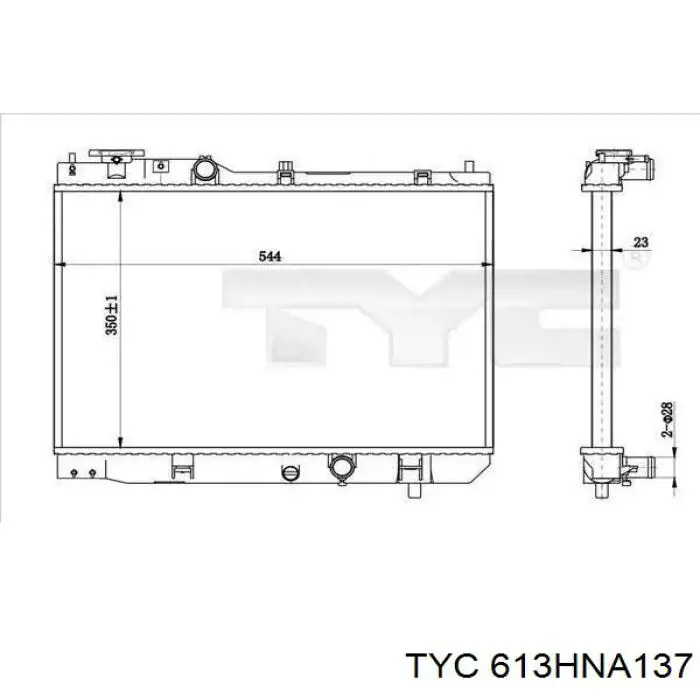 613HNA137 TYC radiador de esfriamento de motor