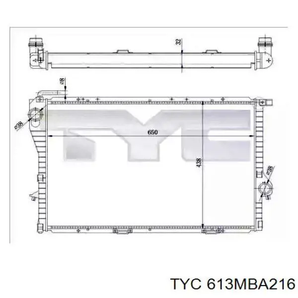 613MBA216 TYC Радиатор основной
