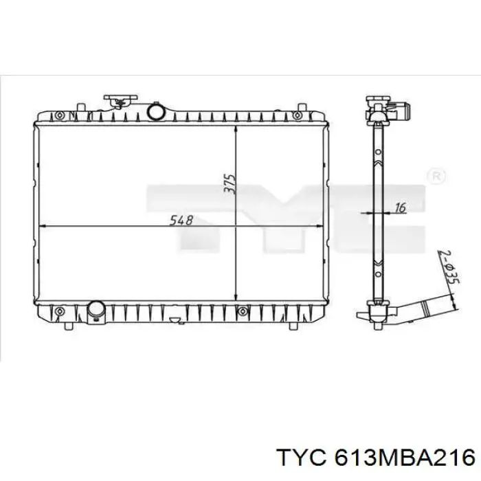 Радиатор охлаждения двигателя TYC 613MBA216 цена, от 74.38 USD