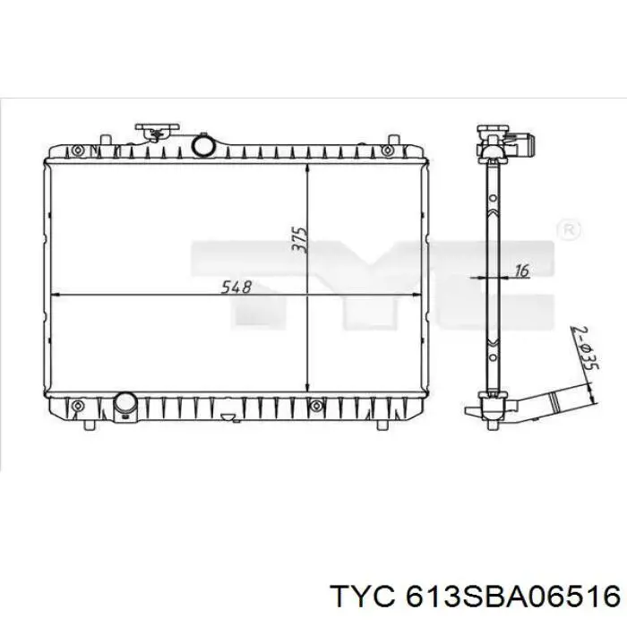 Радиатор охлаждения двигателя TYC 613SBA06516 цена, от 50.63 USD