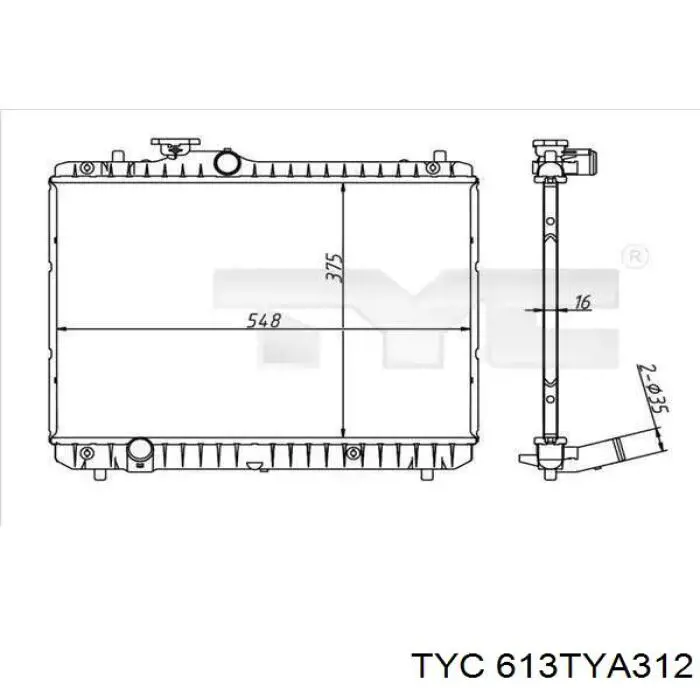 Радиатор охлаждения двигателя TYC 613TYA312 цена, от 76.41 USD