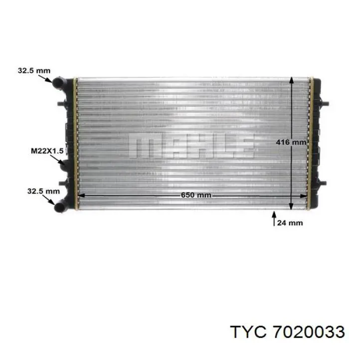Радиатор охлаждения двигателя TYC 7020033 цена, от 53.48 USD