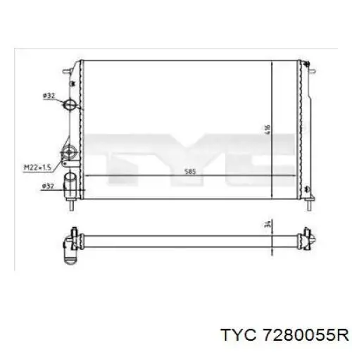 Радиатор 7280055R TYC