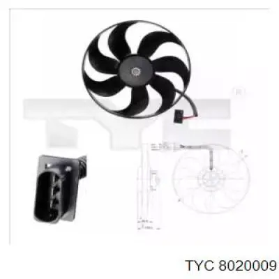 8020009 TYC электровентилятор охлаждения в сборе (мотор+крыльчатка)