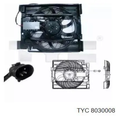 8030008 TYC электровентилятор кондиционера в сборе (мотор+крыльчатка)