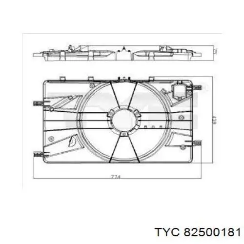 Диффузор радиатора 82500181 TYC