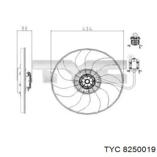 Электровентилятор охлаждения 8250019 TYC