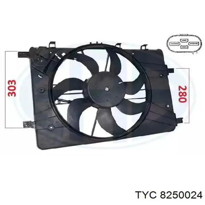 Электровентилятор охлаждения в сборе TYC 8250024 цена, от 72.88 USD