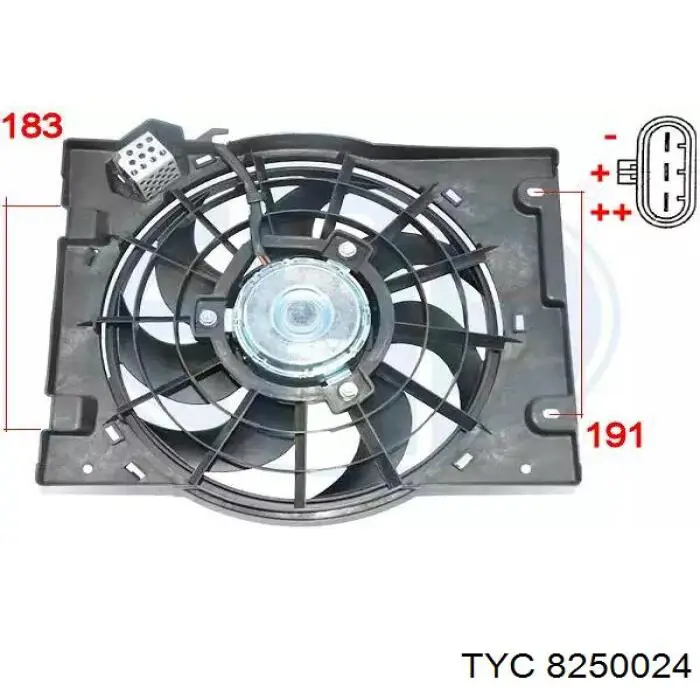 Купить 8250024 TYC Электровентилятор охлаждения в сборе (мотор+крыльчатка)