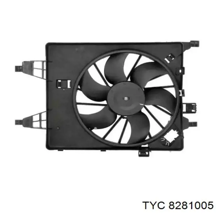 8281005 TYC диффузор радиатора охлаждения, в сборе с мотором и крыльчаткой