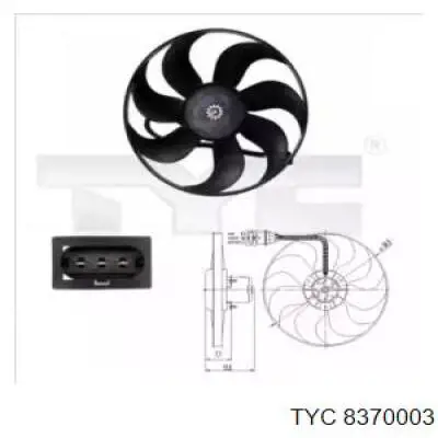 Электровентилятор охлаждения в сборе (мотор+крыльчатка) TYC 8370003