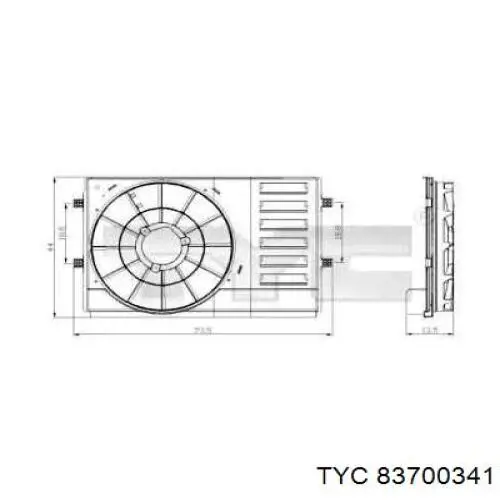 Диффузор радиатора 83700341 TYC