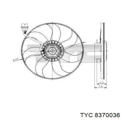 8370036 TYC электровентилятор охлаждения в сборе (мотор+крыльчатка)