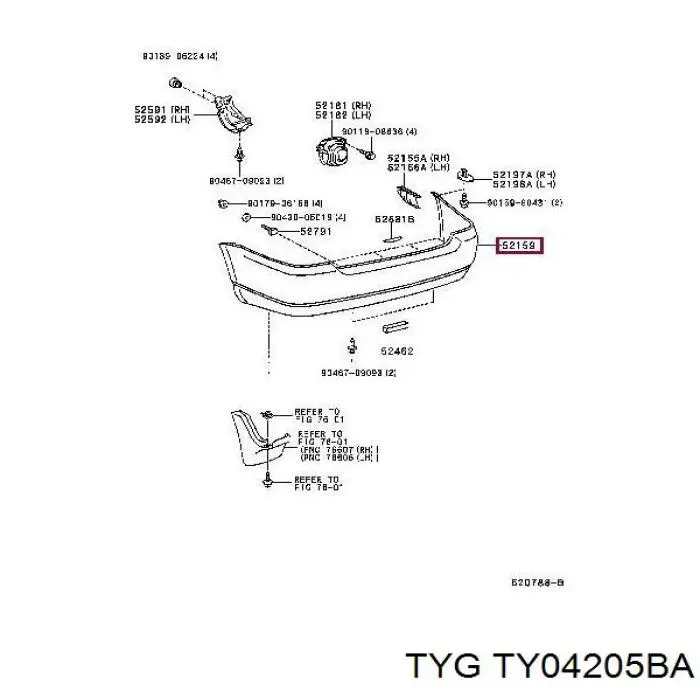 Задний бампер TY04205BA TYG