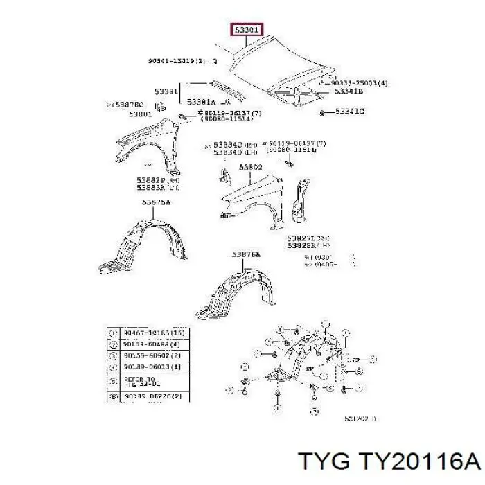 Капот TY20116A TYG