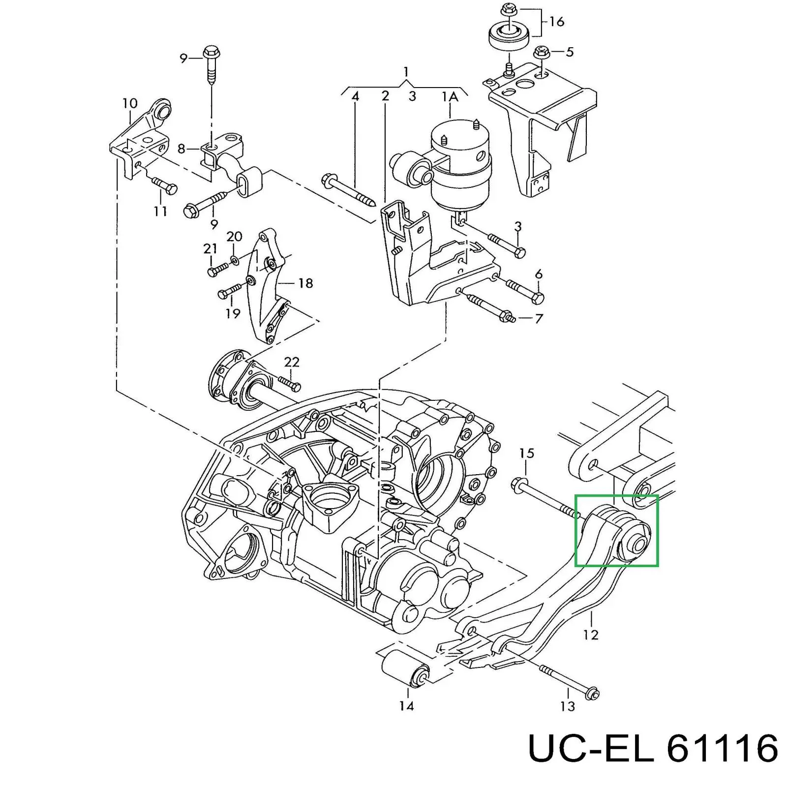 Подушка (опора) двигателя задняя (сайлентблок) Uc-el 61116