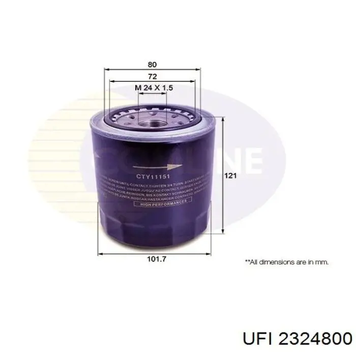 Фильтр очистки масла центробежный UFI 2324800 цена, от 8.57 USD