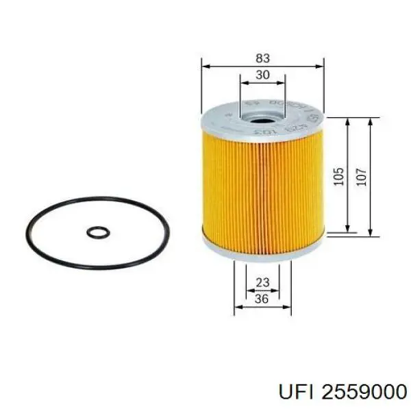 Фильтр очистки масла центробежный UFI 2559000 цена, от 7.05 USD