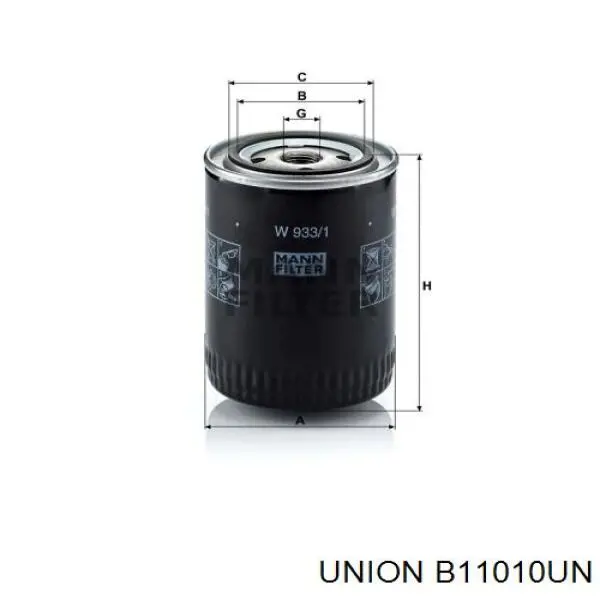 B11010UN Union Масляный фильтр двигателя