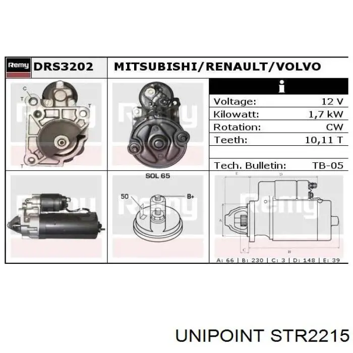 STR2215 Unipoint Стартер автомобиля