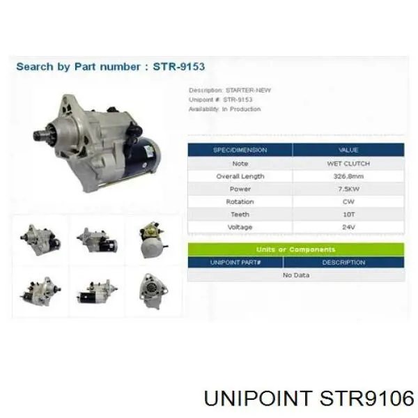 STR9106 Unipoint Стартер автомобиля