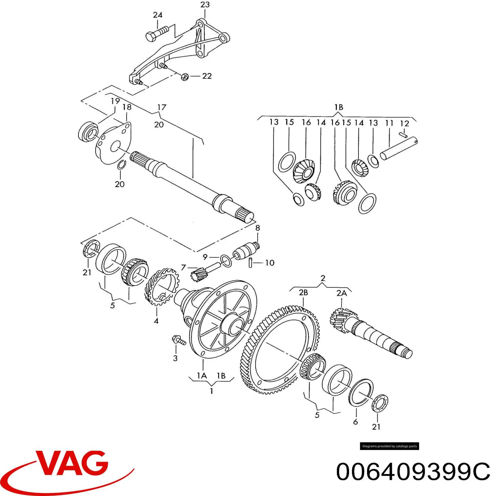 Сальник полуоси переднего моста 006409399C VAG