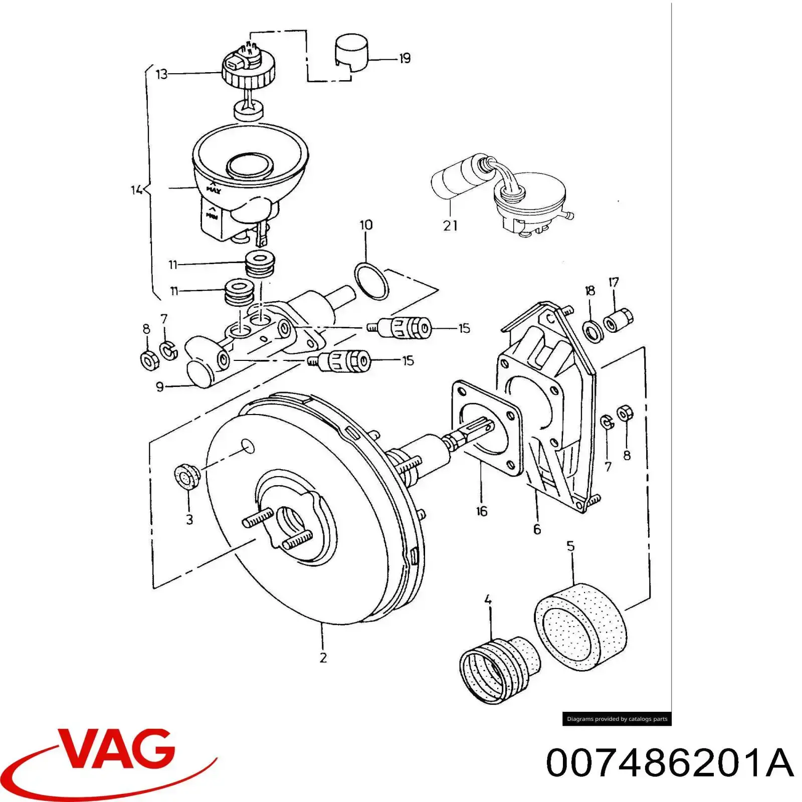 Усилитель тормозов 007486201A VAG