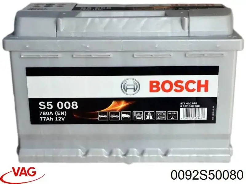 Авто аккумулятор ВАГ 77 А/ч 12 В (0092S50080)