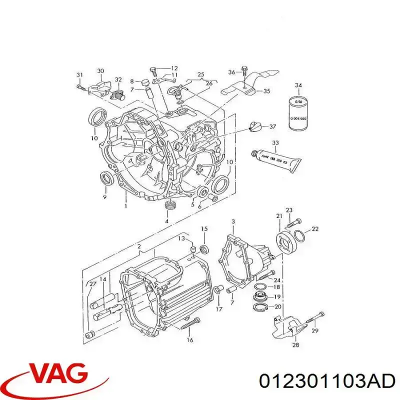 Корпус коробки передач АКПП/КПП VAG 012301103AD цена, от 27.87 USD
