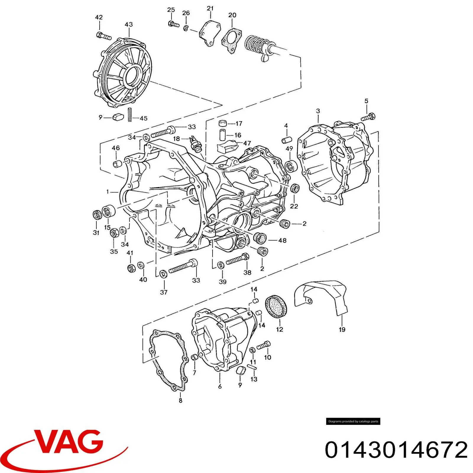 Крышка коробки передач задняя 0143014672 VAG