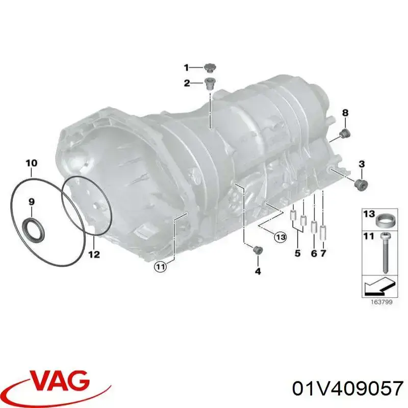 Tornillo obturador caja de cambios 01V409057 VAG