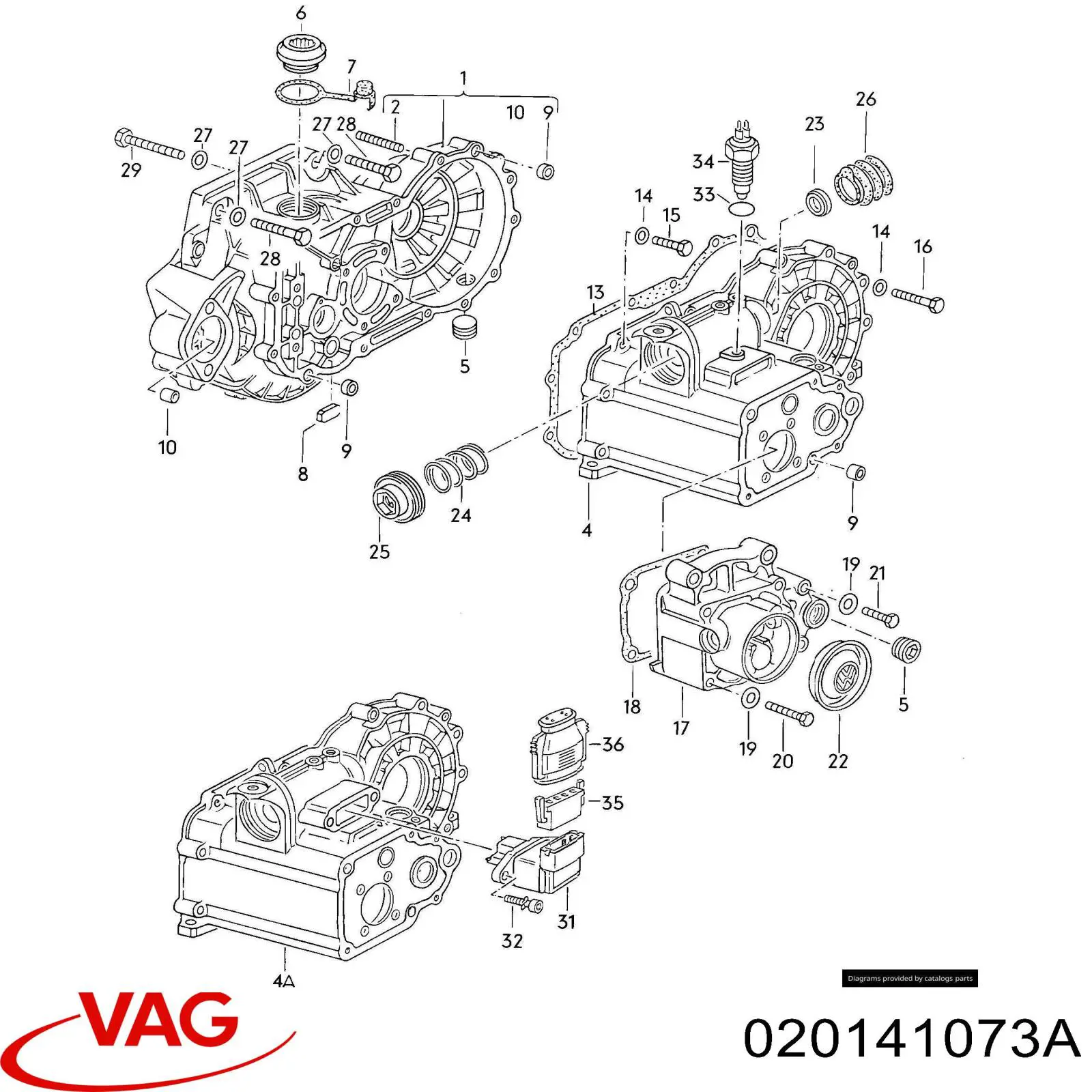 Крышка коробки передач задняя 020141073A VAG