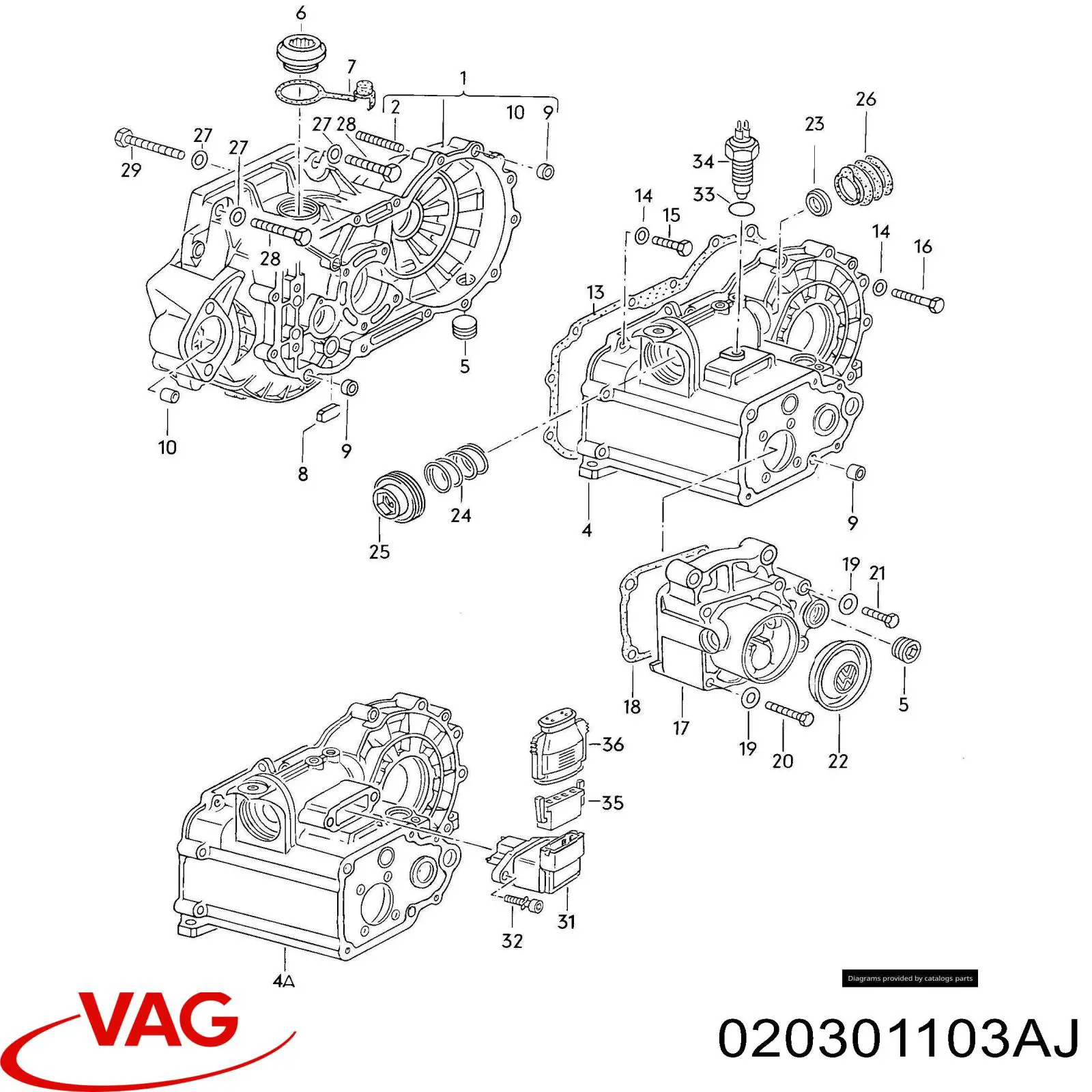 Корпус коробки передач АКПП/КПП 020301103AJ VAG