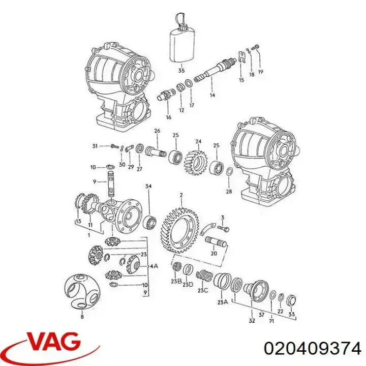 Купить 020409374 VAG Шайба дифференциала переднего моста