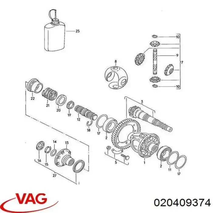 Шайба дифференциала переднего моста VAG 020409374 цена, от 32.17 USD