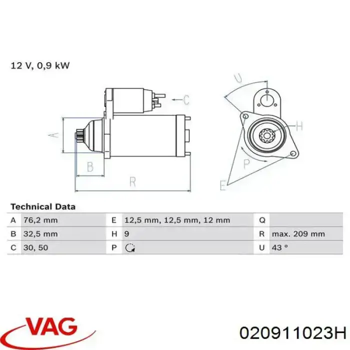 Купить 020911023H VAG Стартер